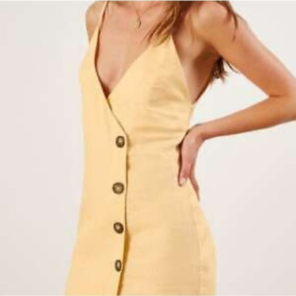 Reformation yellow mini linen dress medium - Picture 6 of 7